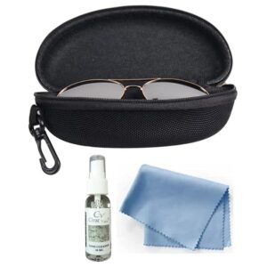 Sunglass Case with Cleaning Kit - Includes Cloth & Liquid