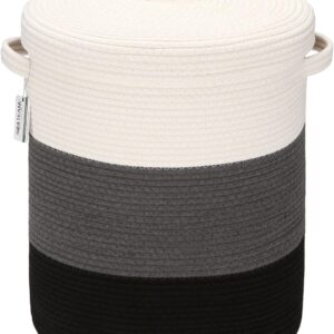 Large Cotton Rope Storage Basket ? 15x20 Inch, Grey