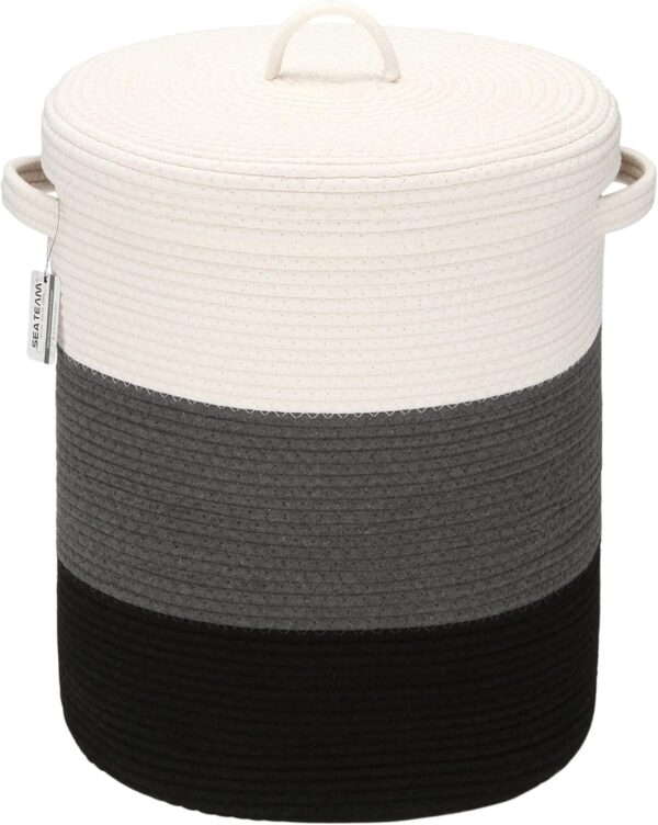 Woven Jute Storage Basket, Toy Bin, White, Decorative