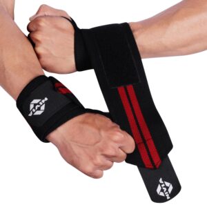 Weight Lifting Wrist Support Strap - Red/Black, Unisex