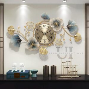Big Antique Gold Wall Clock - 70cm, Decorative for Living Room