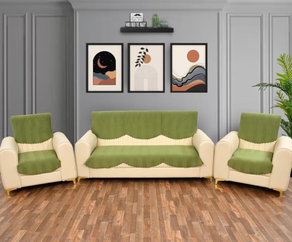 Soft Cotton Sofa Covers in Abstract Parrot Green for 5 Seater Set