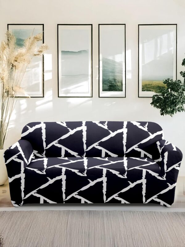 Black Printed Stretchable Sofa Cover
