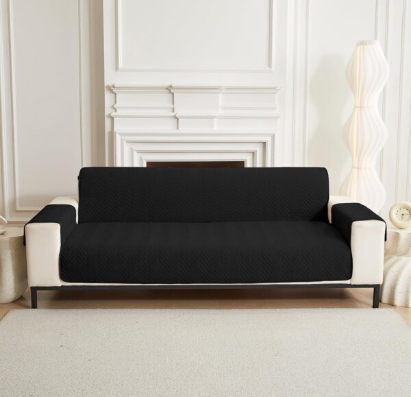Black Quilted Sofa Cover Mat