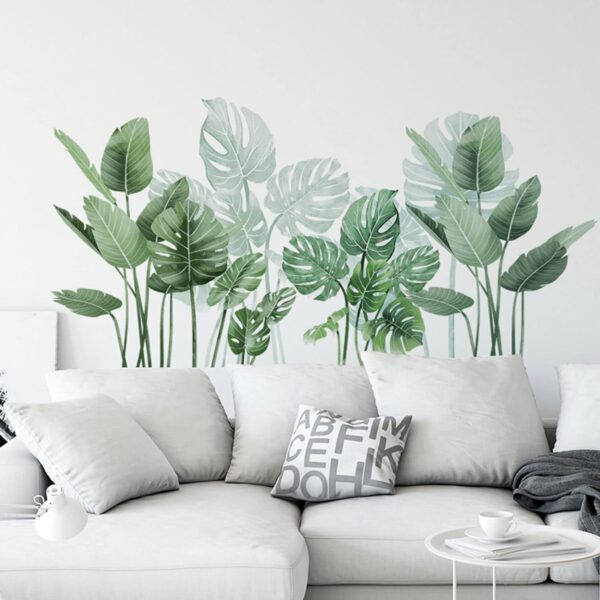 Green Banana Leaves Wall Sticker - Set of 2