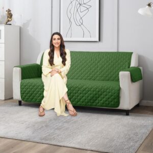 Forest Green Quilted Sofa Cover