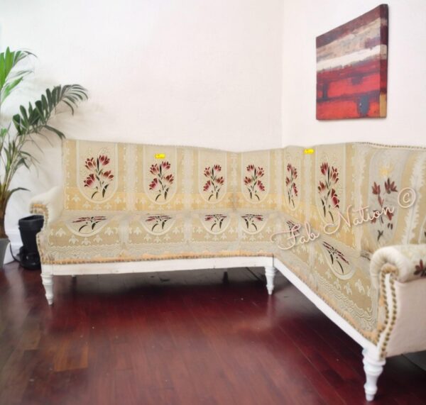 Floral L-Shape Corner Sofa Cover