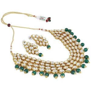 Green Kundan Wedding Necklace Set - Traditional for Women