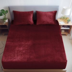 Elastic Warm Fitted Winter Bedsheet - Maroon