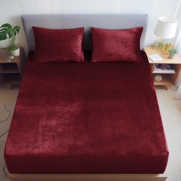 Elastic Warm Fitted Winter Bedsheet - Maroon