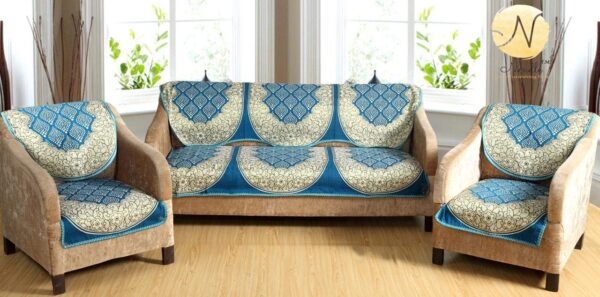 Sky Blue 5-Seater Sofa Cover