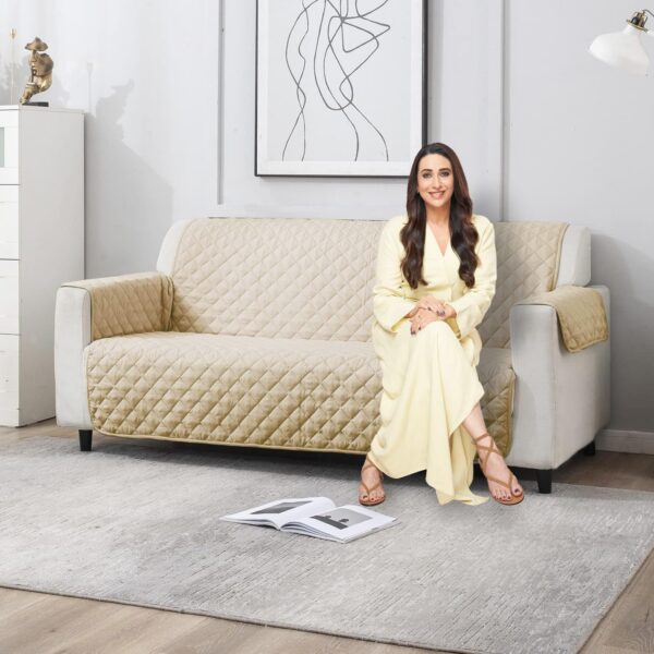Quilted Polyester 3-Seater Sofa Cover