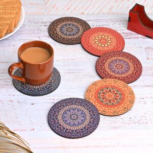 Wooden Coaster Set with Stand for Tea Cups
