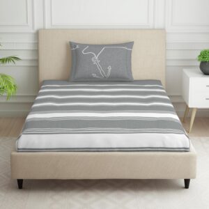Pure Cotton Single Bedsheet with 2 Pillow Covers in Dark Grey