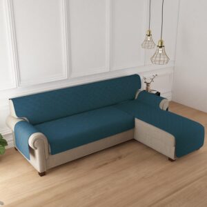 Peacock Blue Quilted Sofa Cover