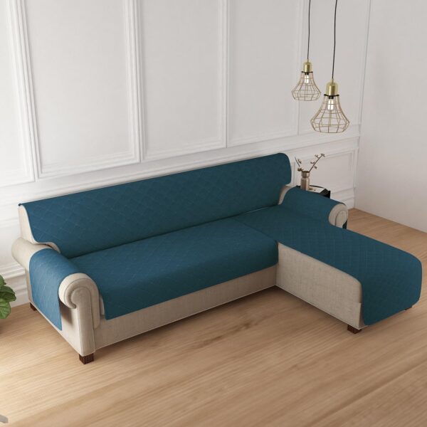 Peacock Blue Quilted Sofa Cover