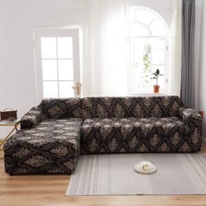 Black L-Shape Sectional Sofa Cover