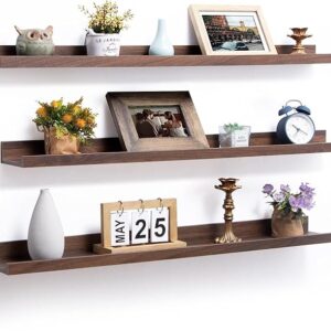 Sheesham Wood Wall Shelves Set of 3 - Walnut