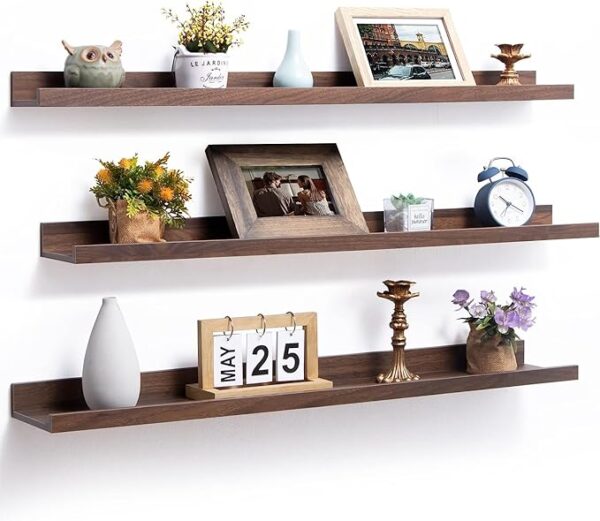 Sheesham Wood Wall Shelves Set of 3 - Walnut