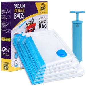 Vacuum Bags for Travel Packing - 5PC, Includes Hand Pump