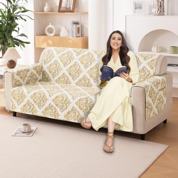 Quilted Sofa Cover with Side Pockets