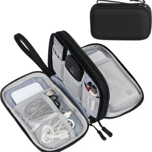 Portable USB Cable Organizer - Mesh Pockets, Black