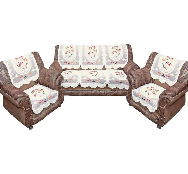 Cotton Flower Print 5-Seater Sofa Cover