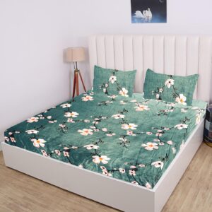 Flannel Warm Elastic Winter Bedsheet - Green, 210 TC
