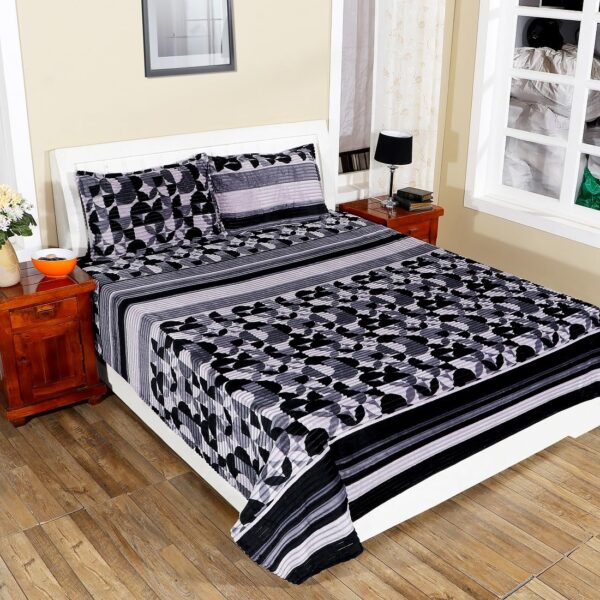 Premium Winter Bedsheet Set - Circls-Grey