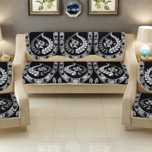 Black Velvet Floral Sofa Cover