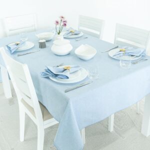 Cotton Embroidered Tablecloth - 150x150cm, Sky Blue