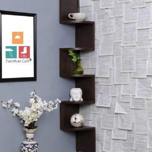 Zig Zag Wooden Hanging Wall Shelf - 5 Tiers