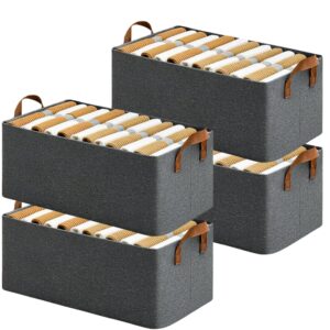 Metal Frame Wardrobe Storage Boxes - Pack of 4, Grey