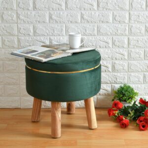 Wooden Ottoman Footrest Stool- Small, Green