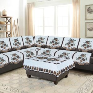 Floral L-Shape 7-Seater Sofa Cover