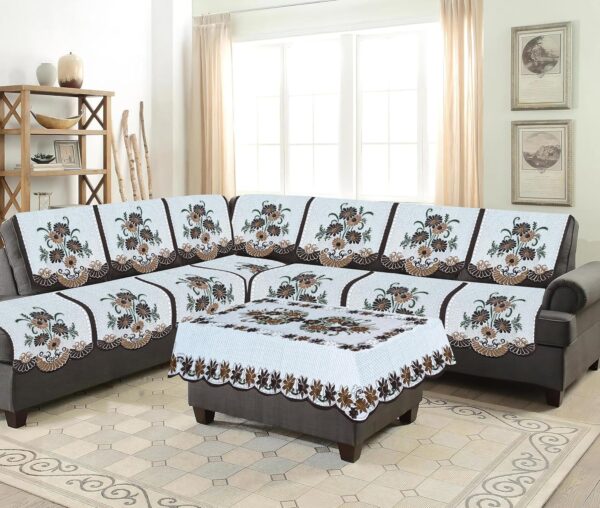Floral L-Shape 7-Seater Sofa Cover