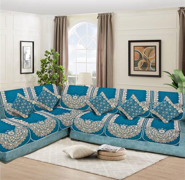 Velvet L-Shape 6-Seater Sofa Cover