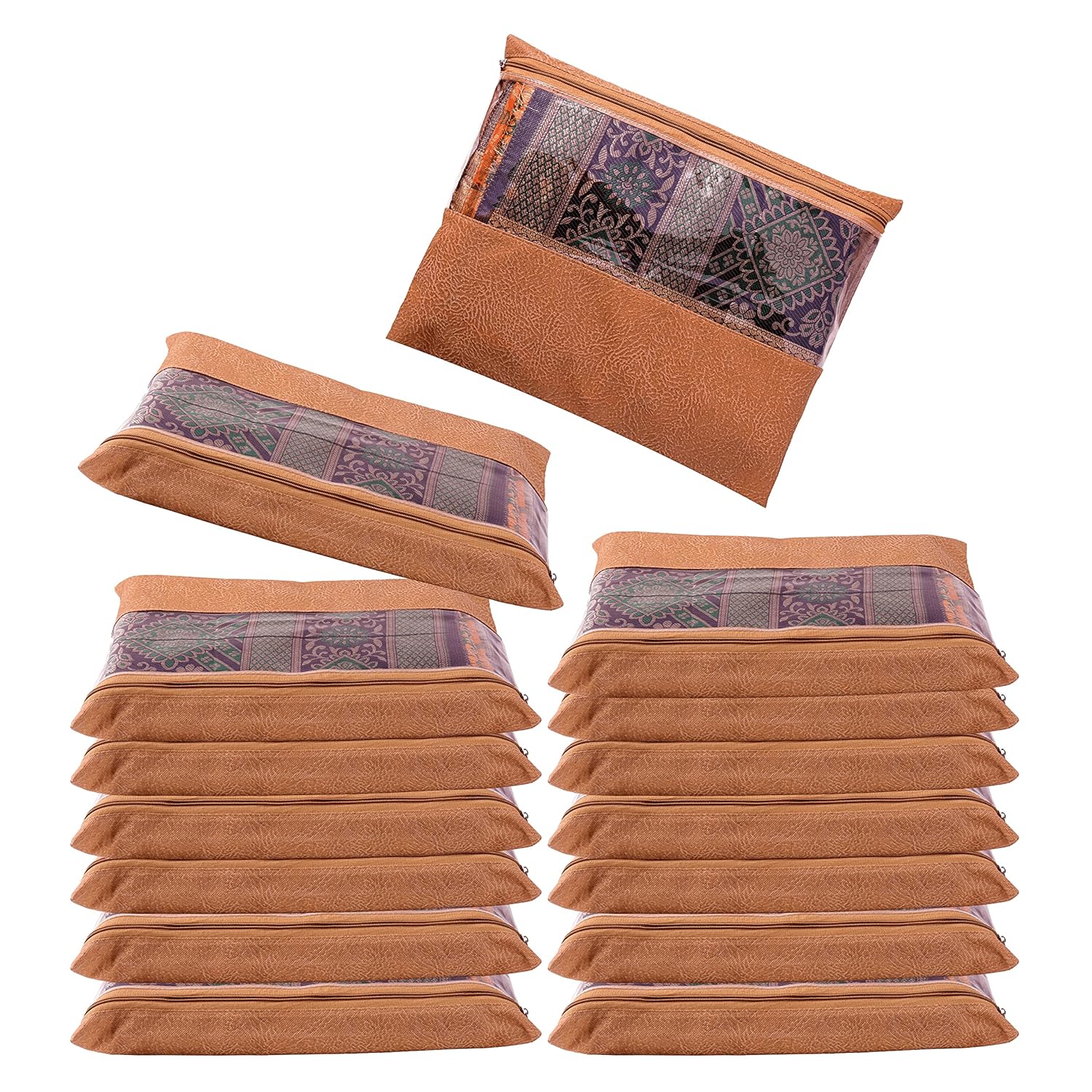Large Zip Saree Bags for Storage and Travel Use, Set of 12