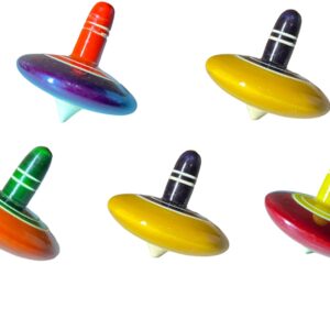 WudCraft Wooden Hand Spinning Tops Set of 5