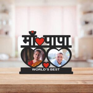 Custom Heart Photo Frame Gift for Mom and Dad Tabletop