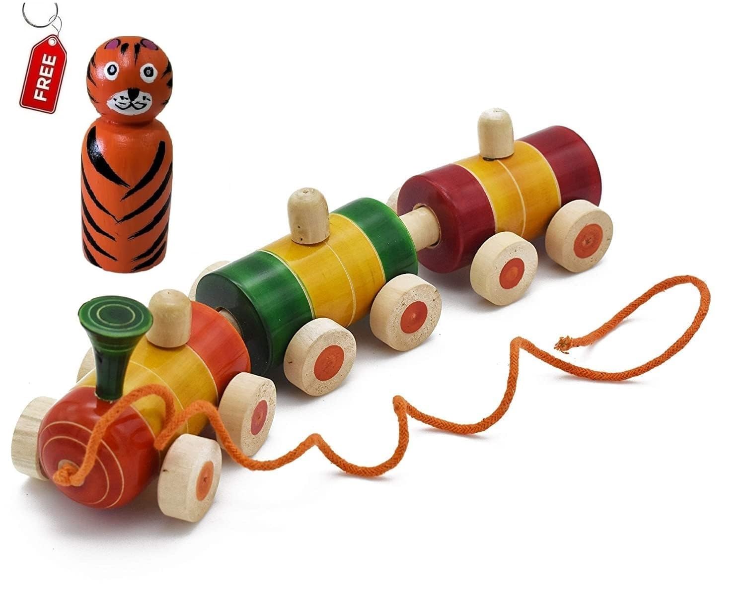 Wooden Train Toy with String for Toddlers