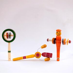 Baalve Channapatna Rattles Set of 3 Eco Toys