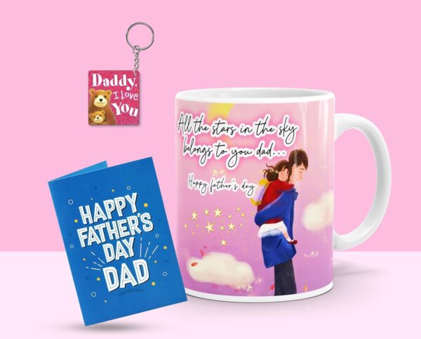 Mug Keychain Card Combo Gift for Dad from Daughter
