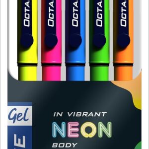 Classmate Octane Neon Gel Pens Blue Pack of 5