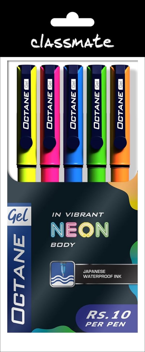 Classmate Octane Neon Gel Pens Blue Pack of 5