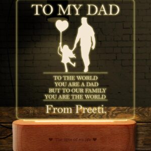 Engraved Photo Lamp Gift for Dad with Warm Light