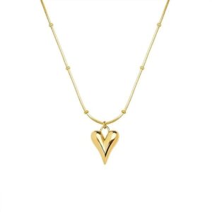 Gold Anti Tarnish Necklace with Heart Locket for Women