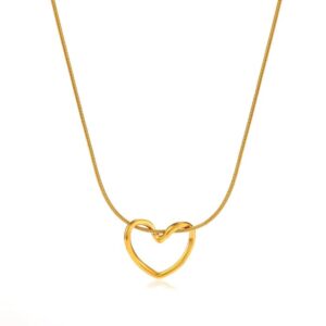 Gold Waterproof Heart Necklace for Gifts and Special Moments