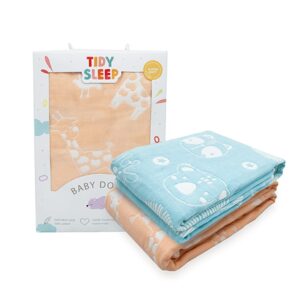 TIDY SLEEP 6-Layer Baby Blankets for Stroller, Peach & Blue