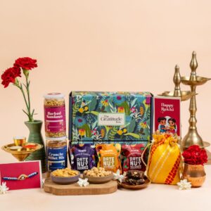 Dry Fruit Barfi Gift Box - 9 Items Set for Brother with Rakhi